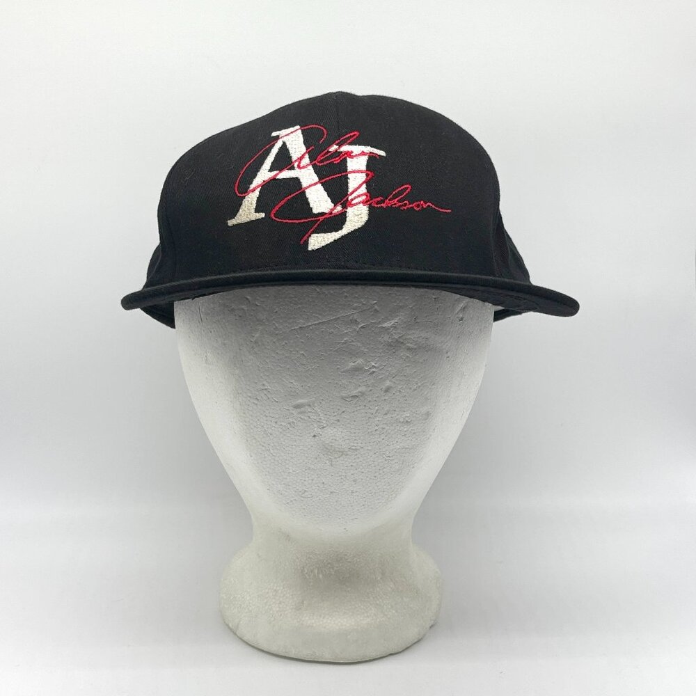 Vintage Alan Jackson Snapback Hat Black Country Music USA Spellout Initials